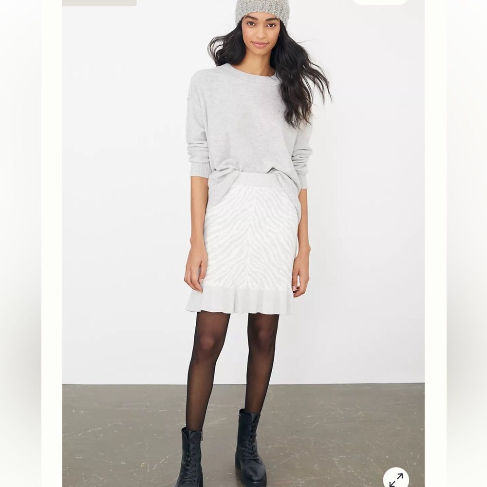 NWT Anthropologie Dolan Left Coast Zebra Ruffled Knit Mini Skirt Women's Large